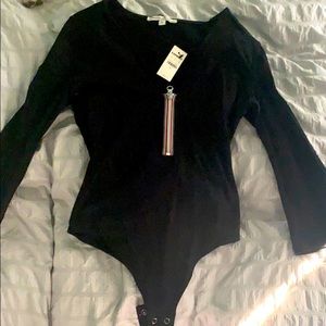Black zipper bodysuit